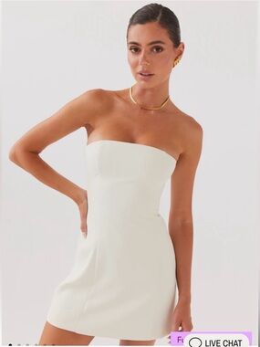 Peppermayo Cream Strapless Mini Dress